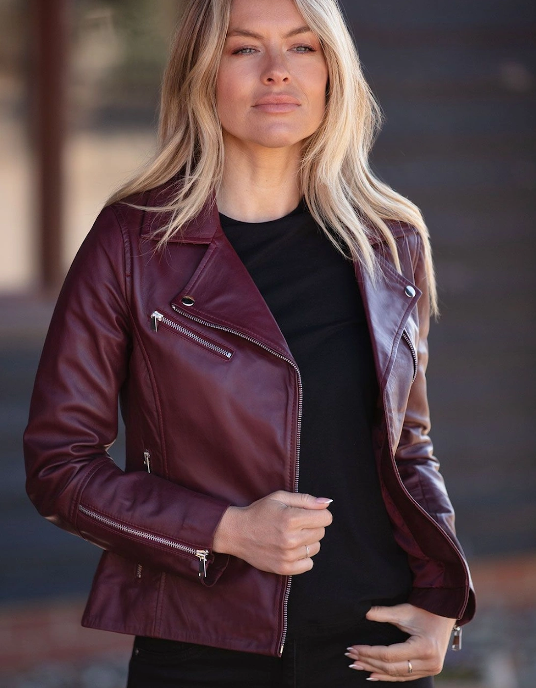 'Giulia' Ladies Veg Tanned Leather Biker Jacket, 2 of 1