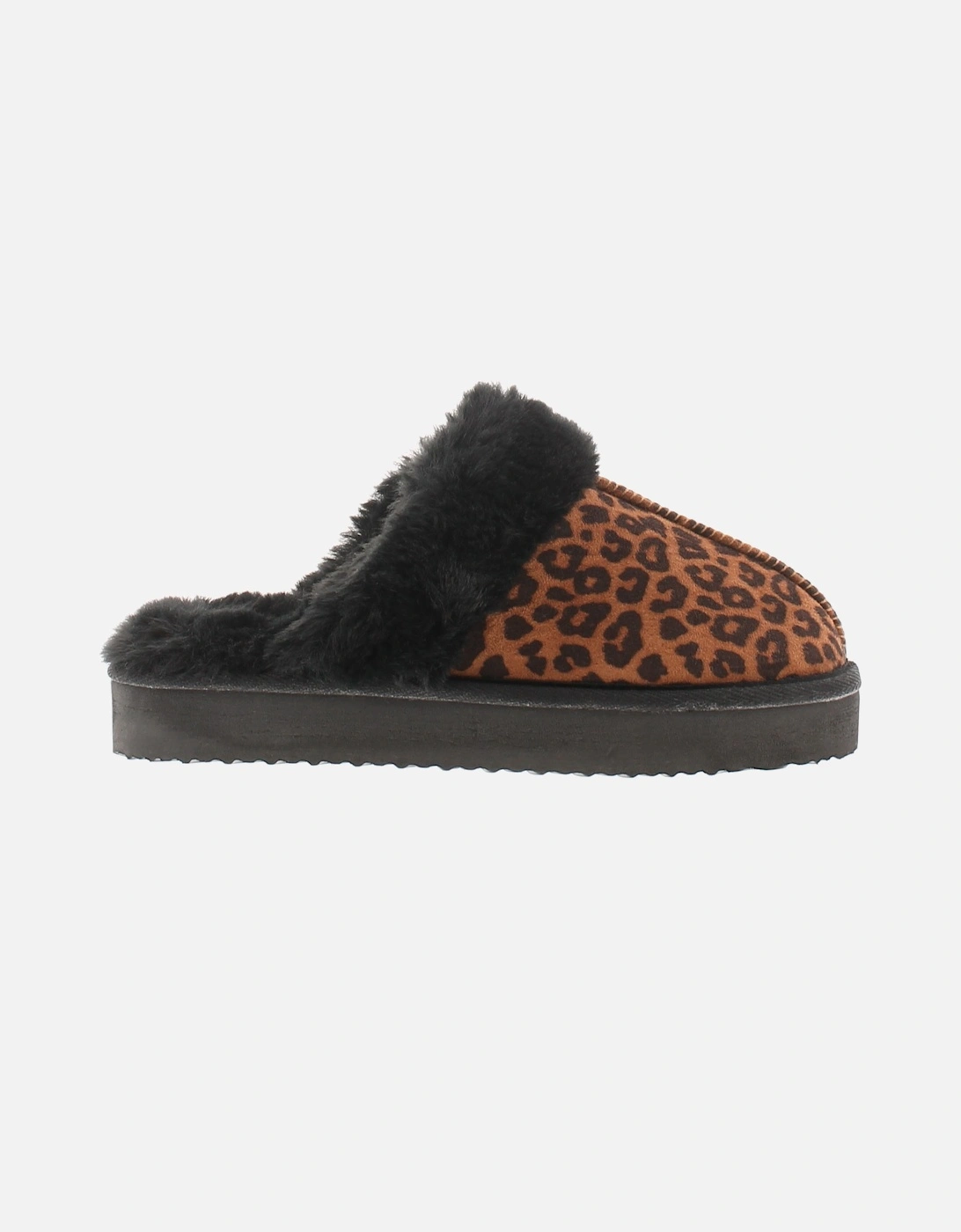 Womens Mule Slippers Cheetah black UK Size