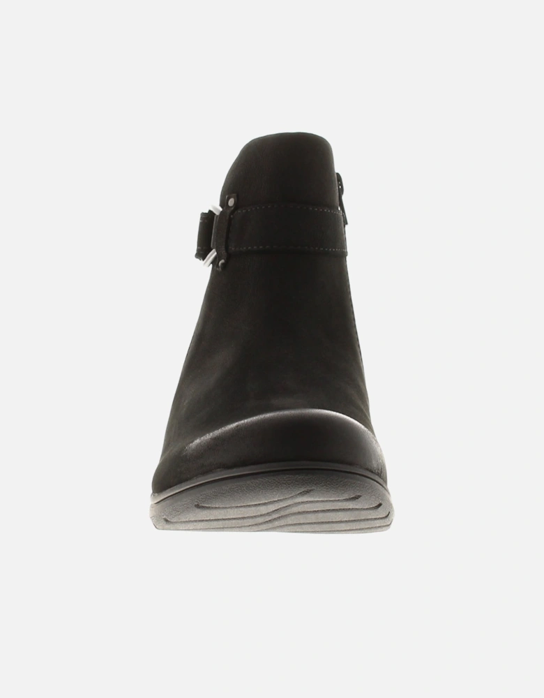 Womens Ankle Boots Carleigh Drift Leather Zip black UK Size