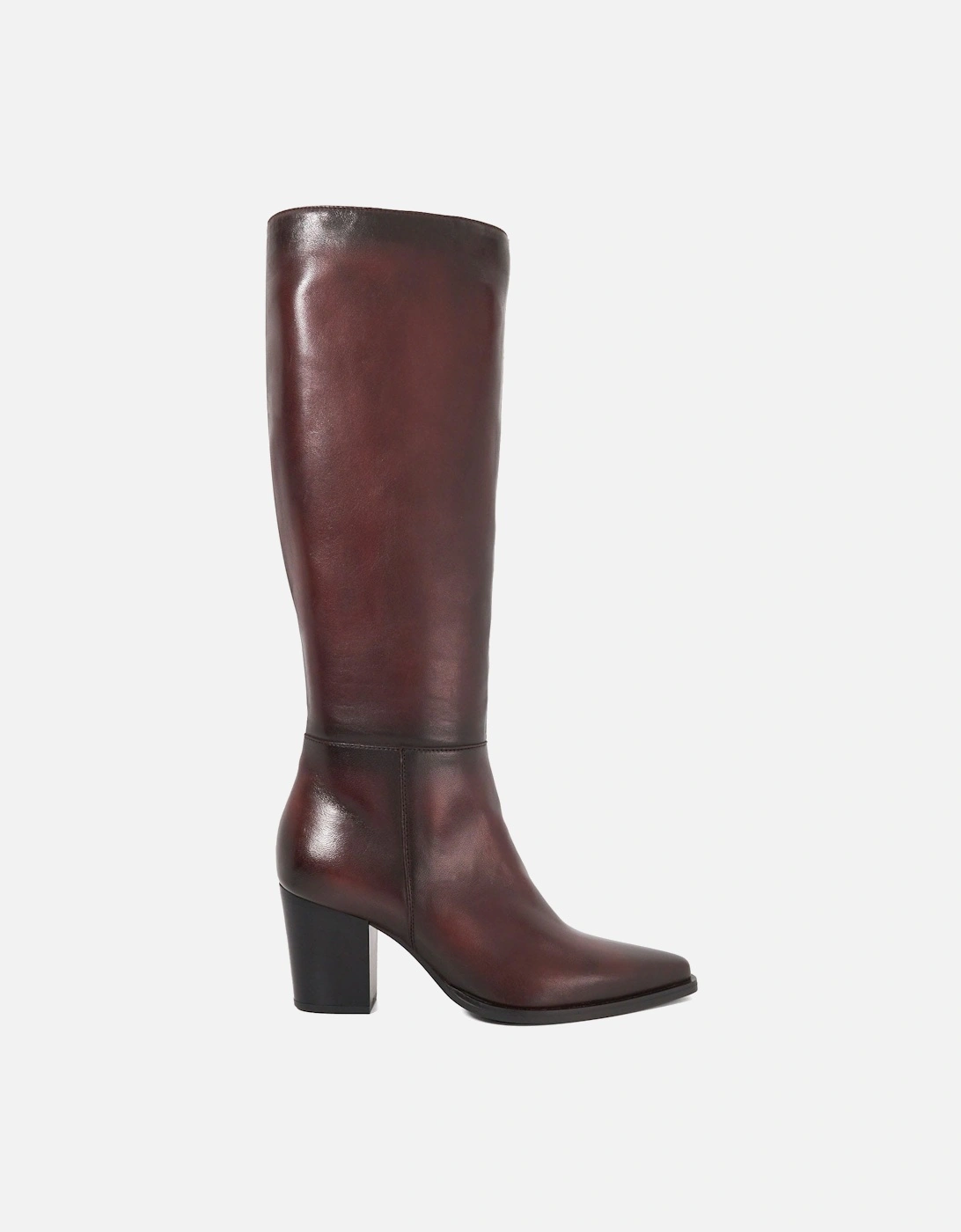 Tenna Leather Block Heel Knee High Boots, 6 of 5
