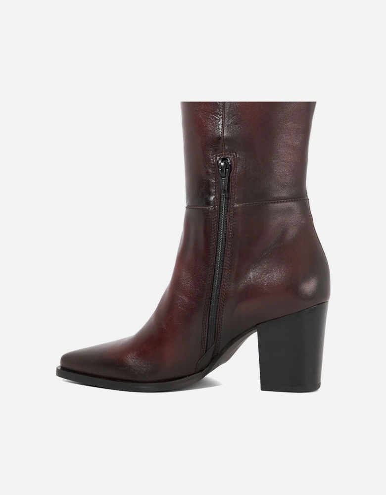Tenna Leather Block Heel Knee High Boots