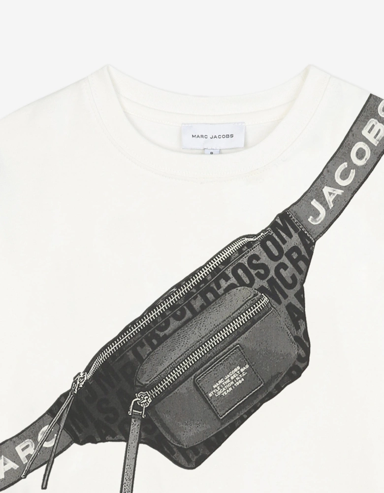 Boys Long Sleeve Belt Bag T-Shirt in Ivory