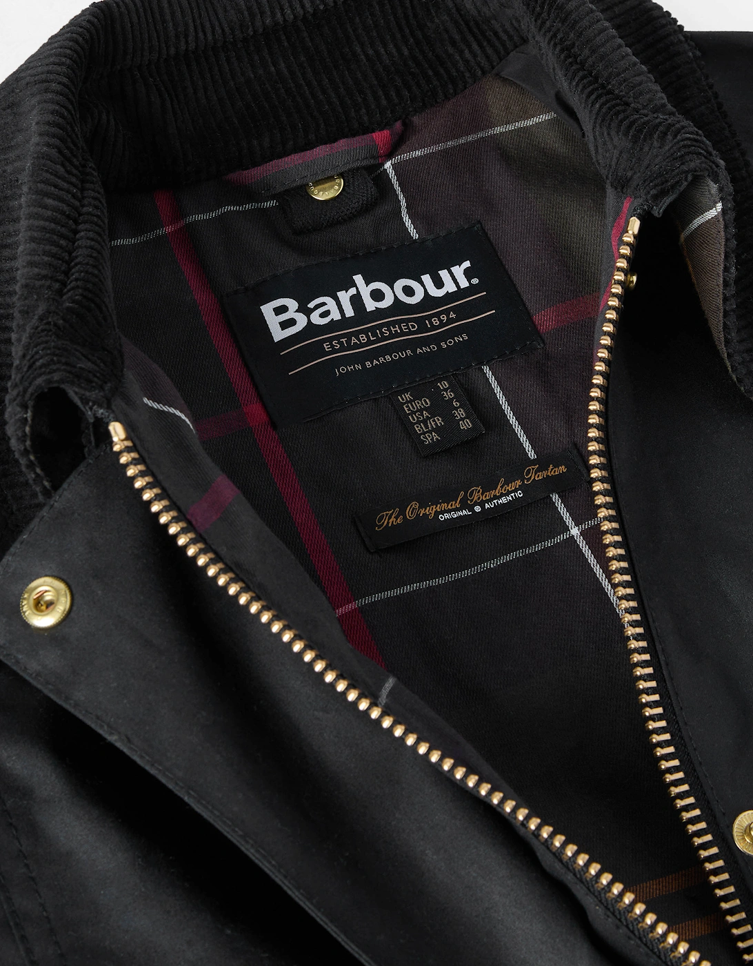 Long Beadnell Womens Wax Jacket -Black/Classic