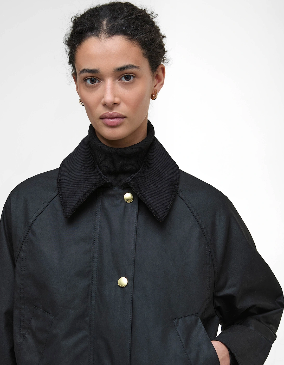 Long Beadnell Womens Wax Jacket -Black/Classic