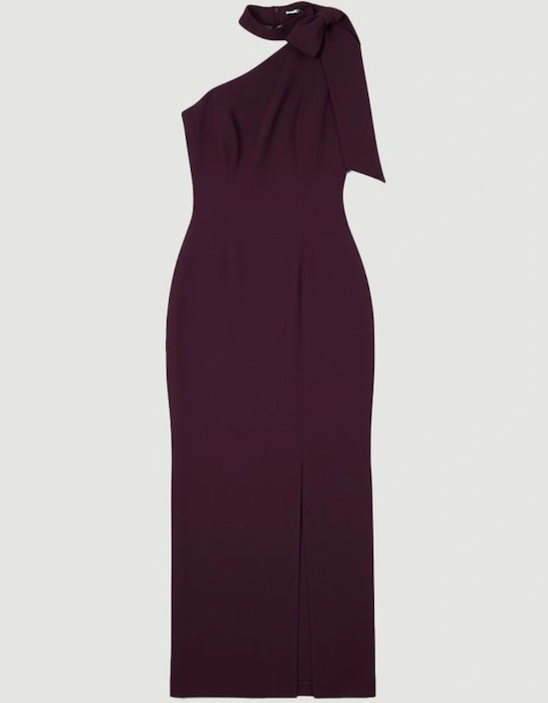 Soft Tailored Bow Tie Neck Midi Dress