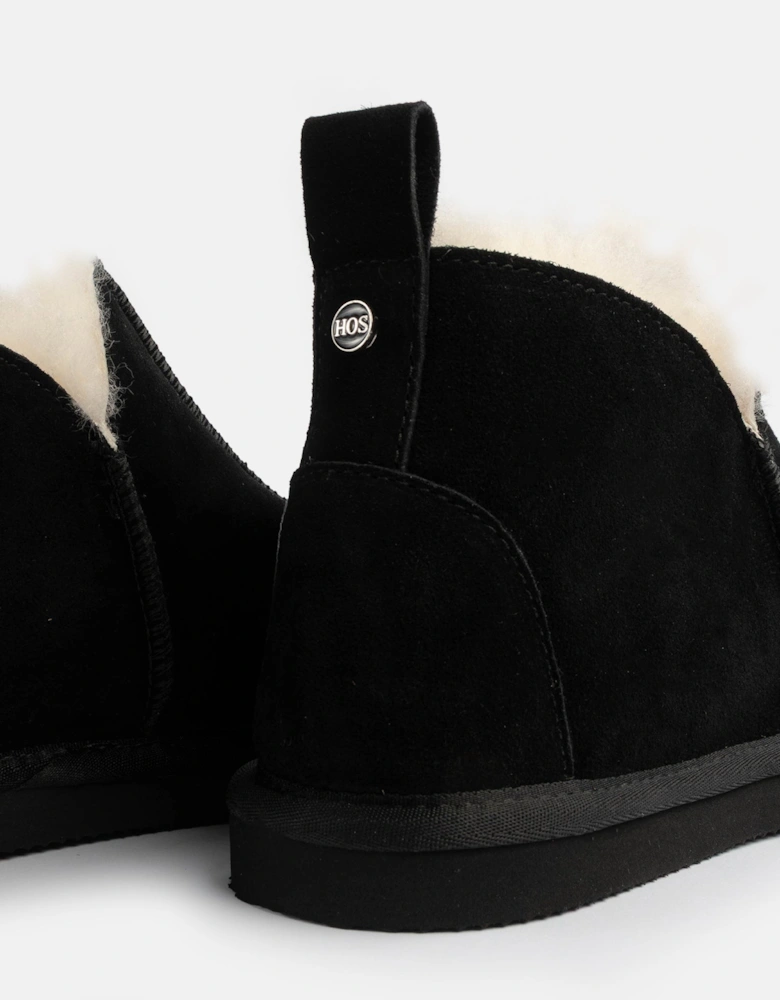 TIA Womens Boot Slippers Black