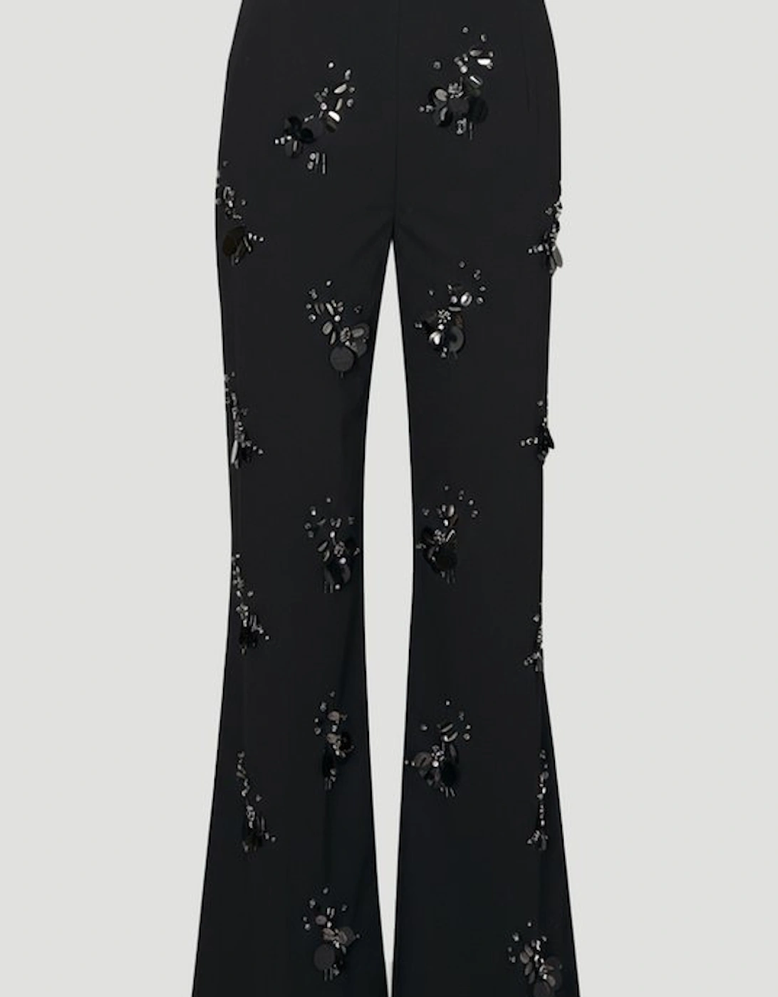 Plus Size Cluster Sequin & Crystal Embellished Tailored Wide Leg Trouser