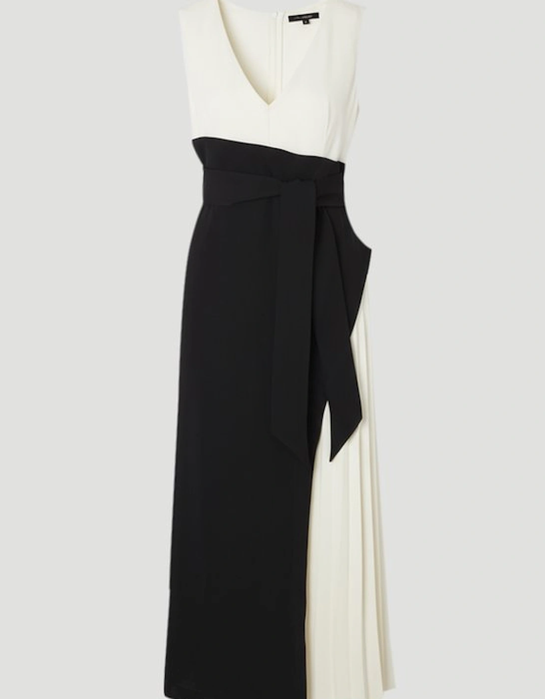 Plus Size Soft Tailored Colour block Side Pleated Midi Dress