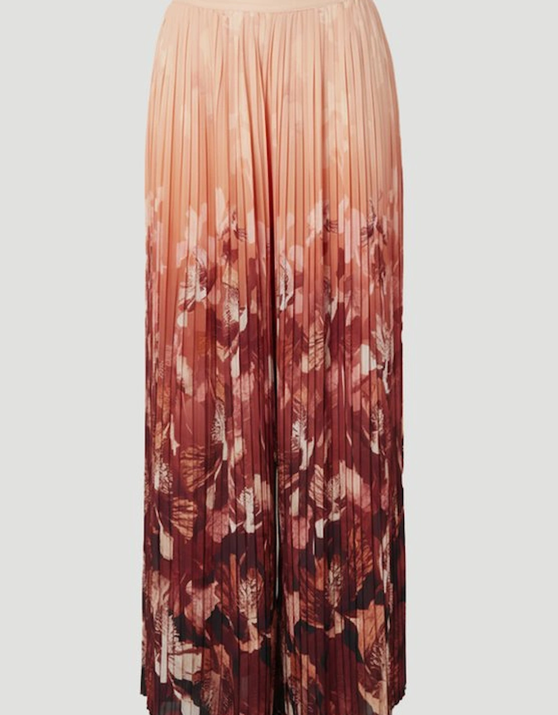Pleated Floral Woven Wide Leg Trousers