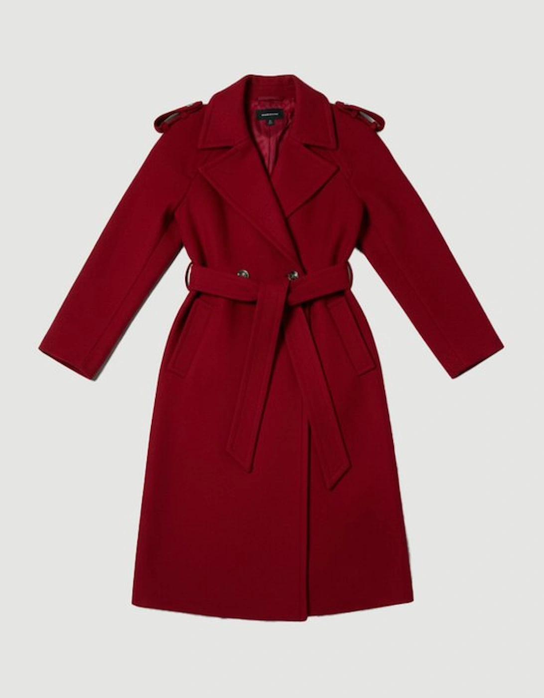 Wool Tailored Belted Midi Coat