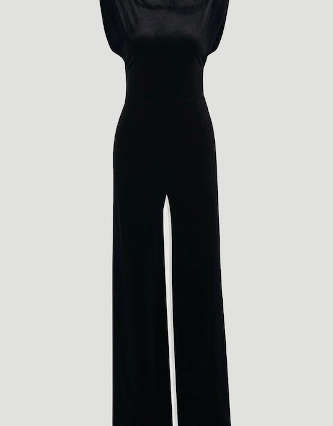 Plus Size Stretch Velvet Strong Shoulder Jumpsuit