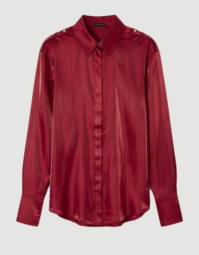 Metallic Woven Collared Shirt