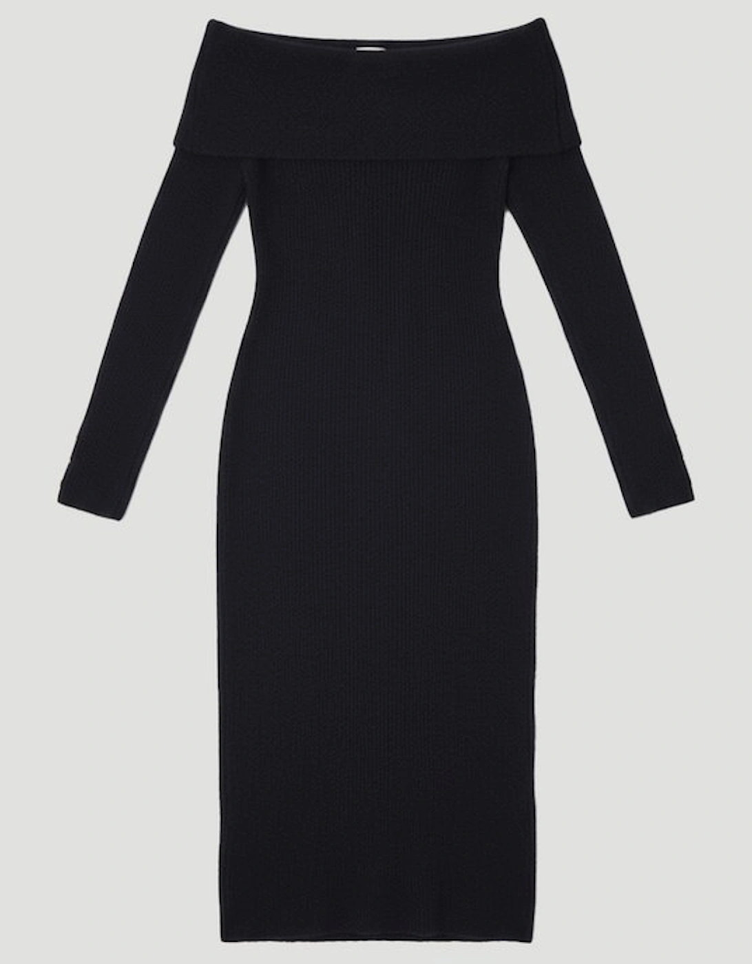 Wool Blend Cosy Bardot Knit Midi Dress