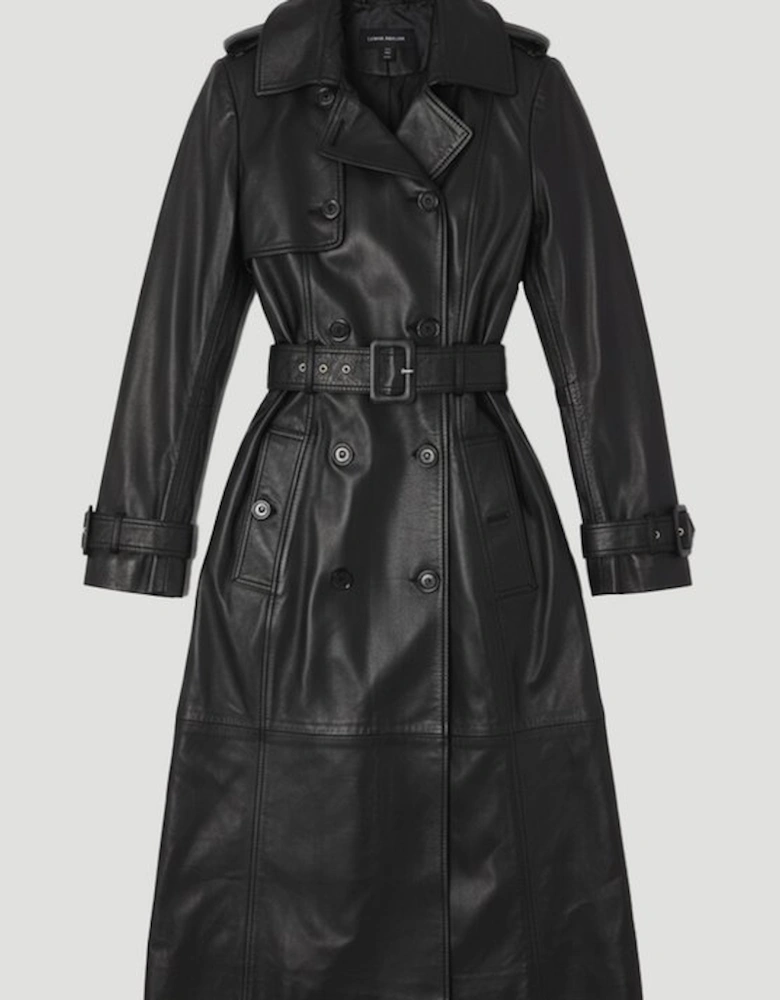 Leather Trench Belted Mac Midi Coat
