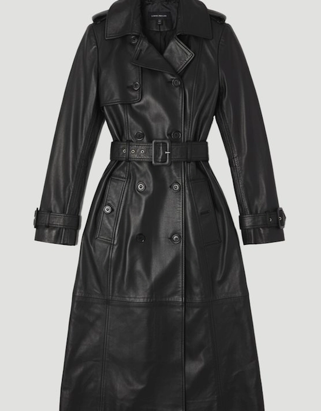 Leather Trench Belted Mac Midi Coat
