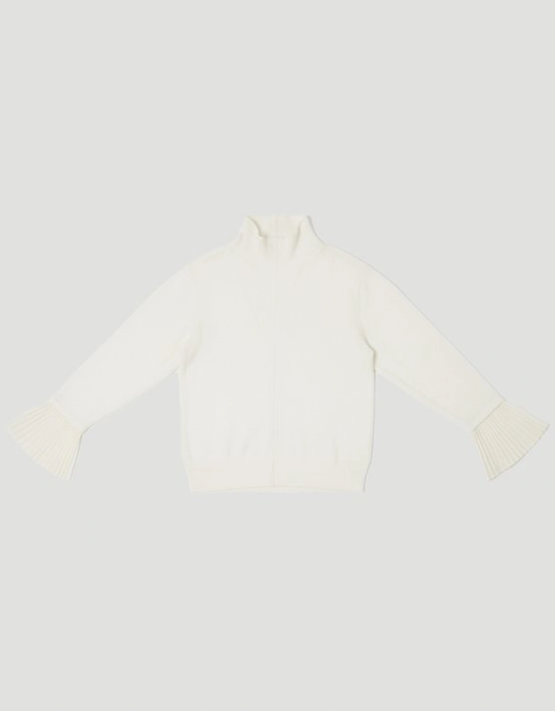 Plus Size Wool And Alpaca Blend Knit Top With Pleated Silk Woven Cuffs