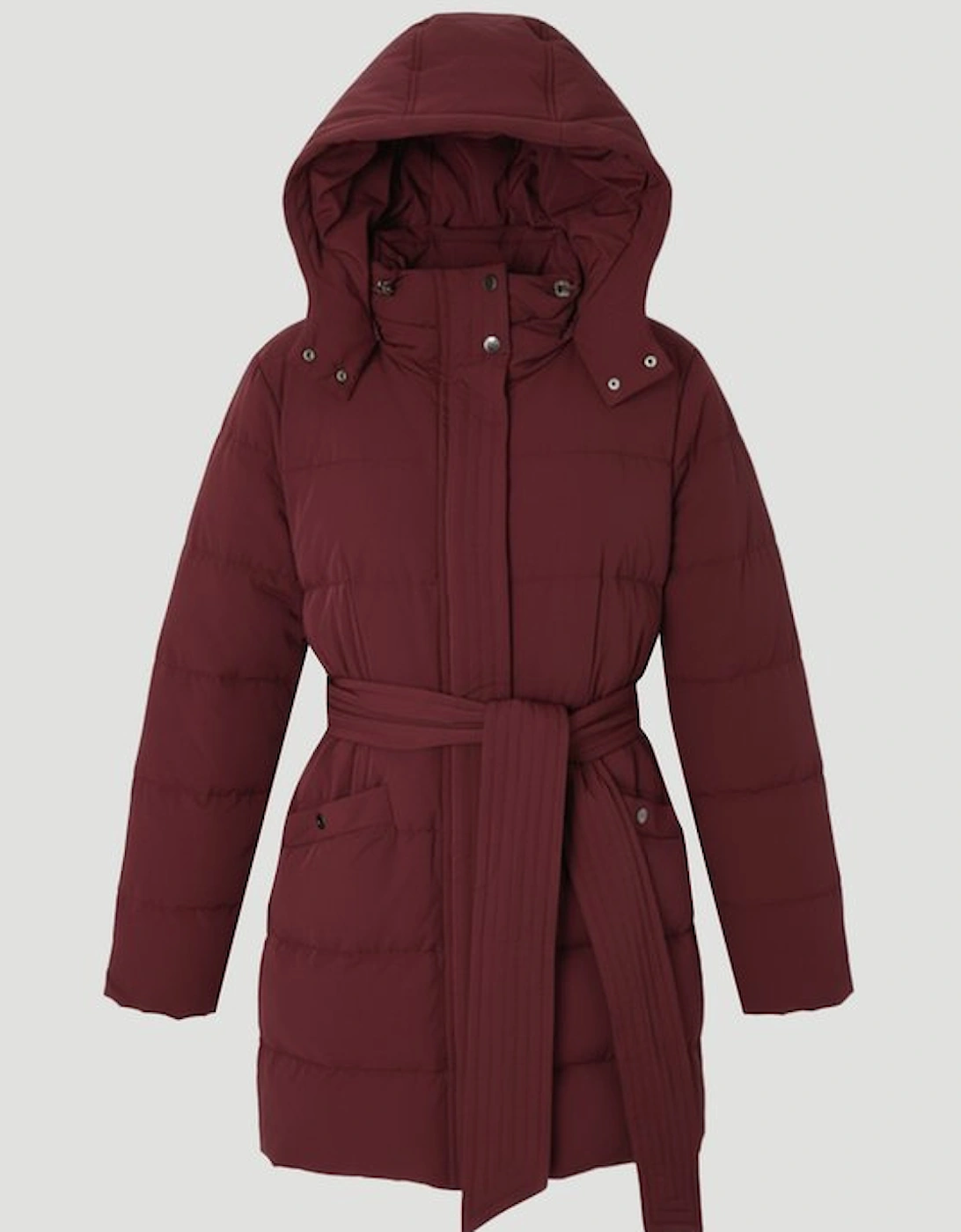 Real Down Belted Midi Coat