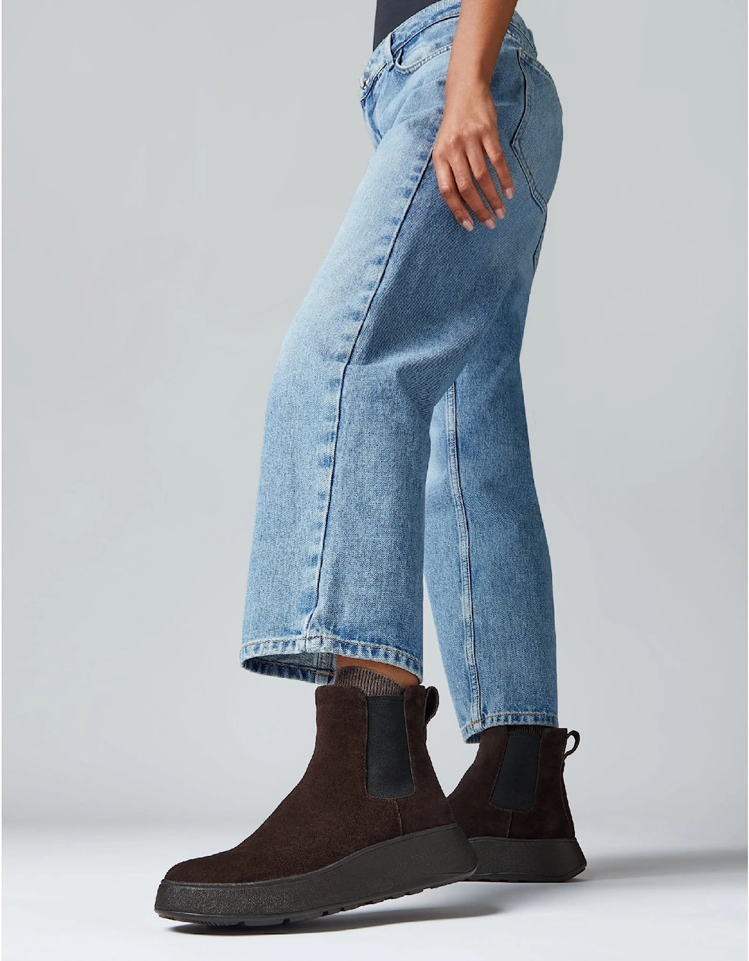F-Mode Suede Flatform Chelsea Boots