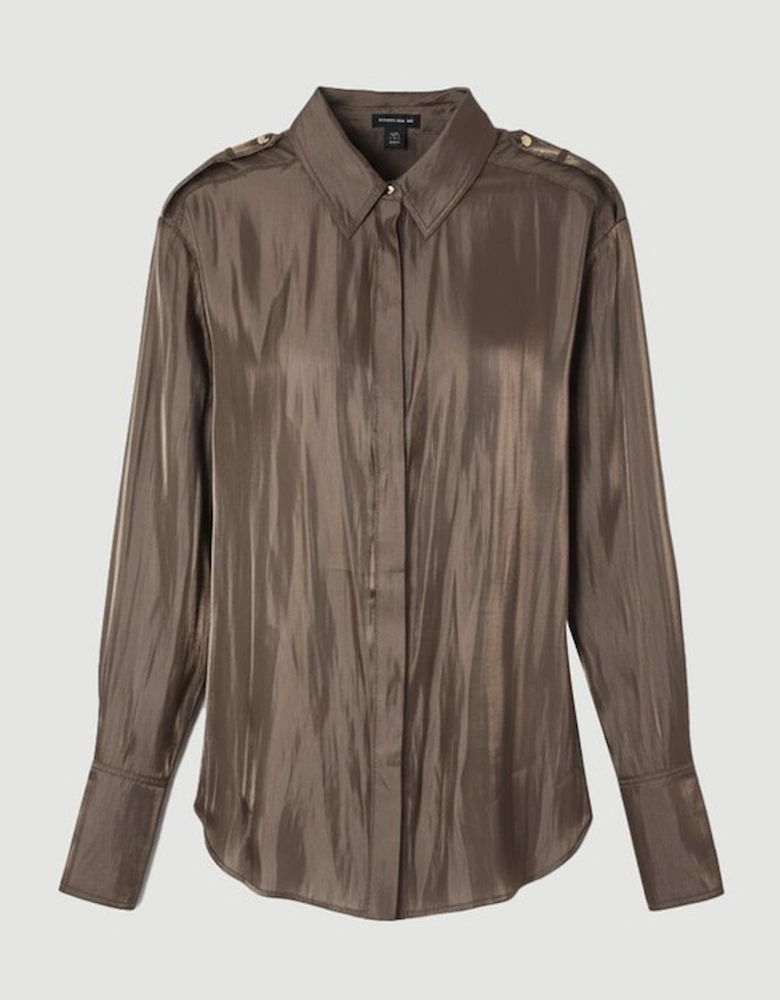 Metallic Woven Collared Shirt