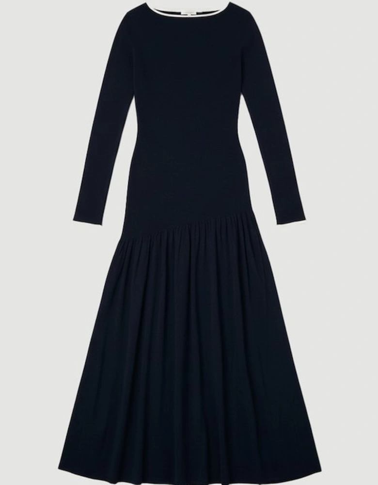 Wool Blend Sheer Knitted Skirt Dress