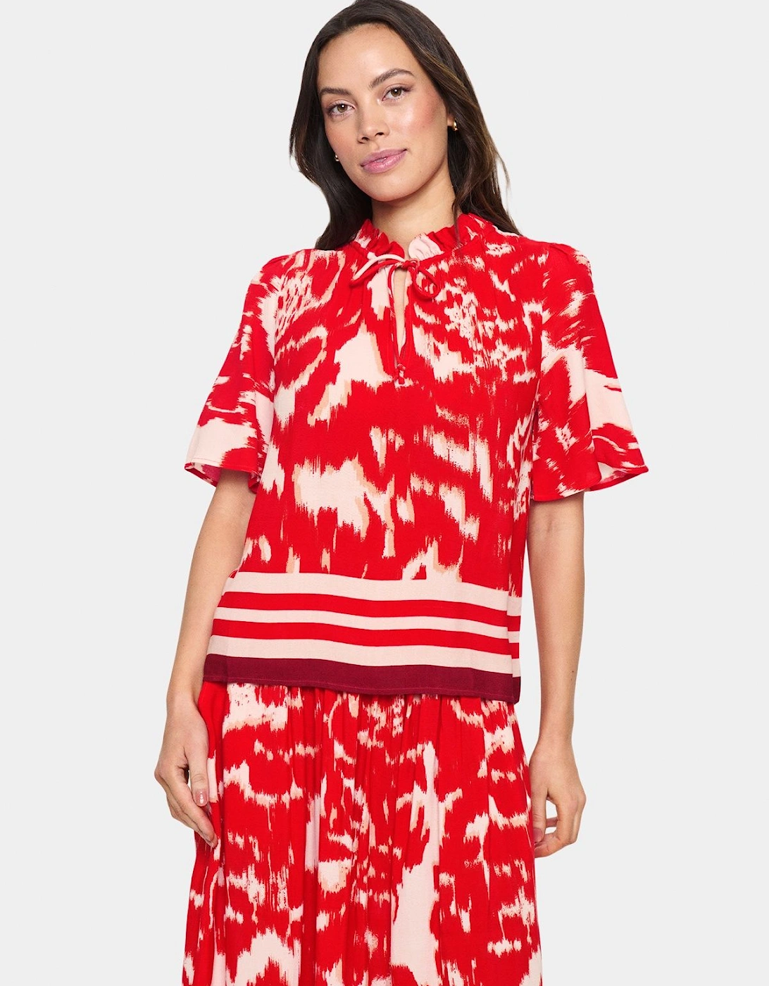 KhloeSZ High Neck Short Sleeve Blouse, 2 of 1