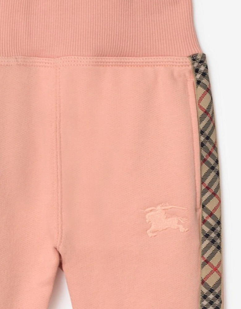 Baby Girls Mini Jackson Check Tape Joggers in Pink