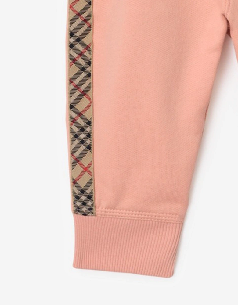 Baby Girls Mini Jackson Check Tape Joggers in Pink