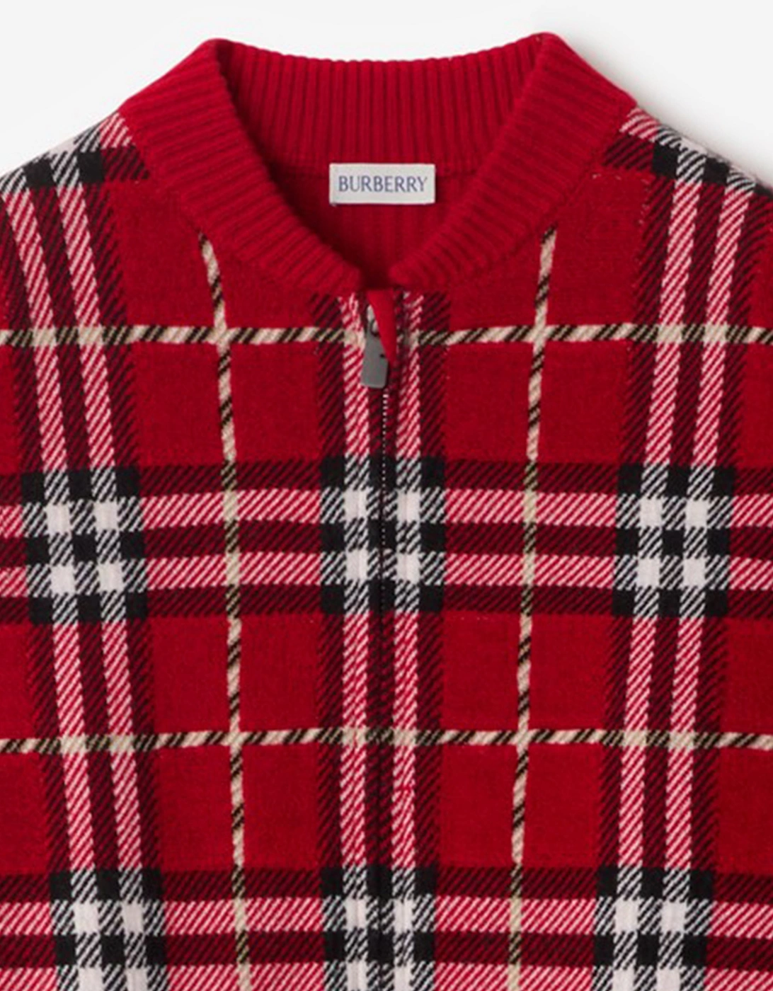 Boys Duncan Check Knitted Top in Red