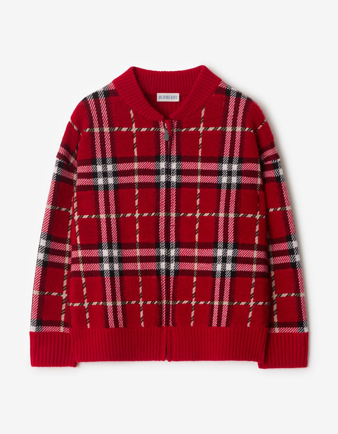 Boys Duncan Check Knitted Top in Red, 5 of 4