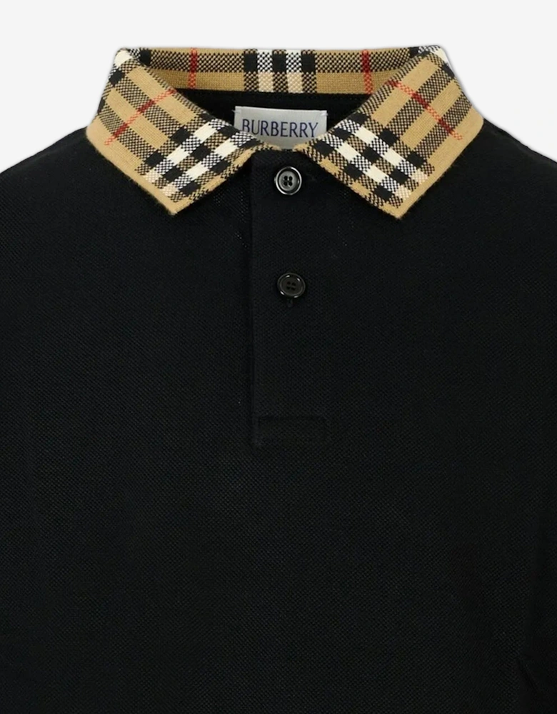 Boys Johane EKD Long Sleeve Polo Shirt in Black