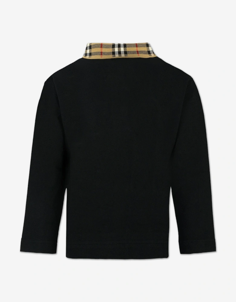 Boys Johane EKD Long Sleeve Polo Shirt in Black
