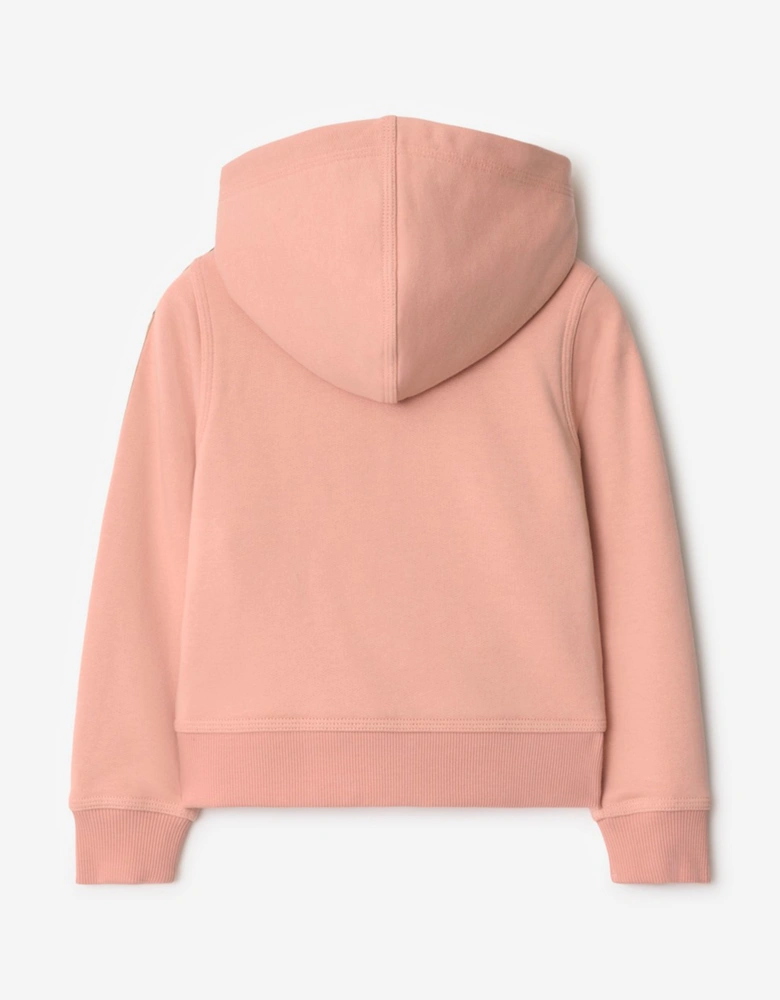 Girls Elin Check Tape Zip Up Top in Pink