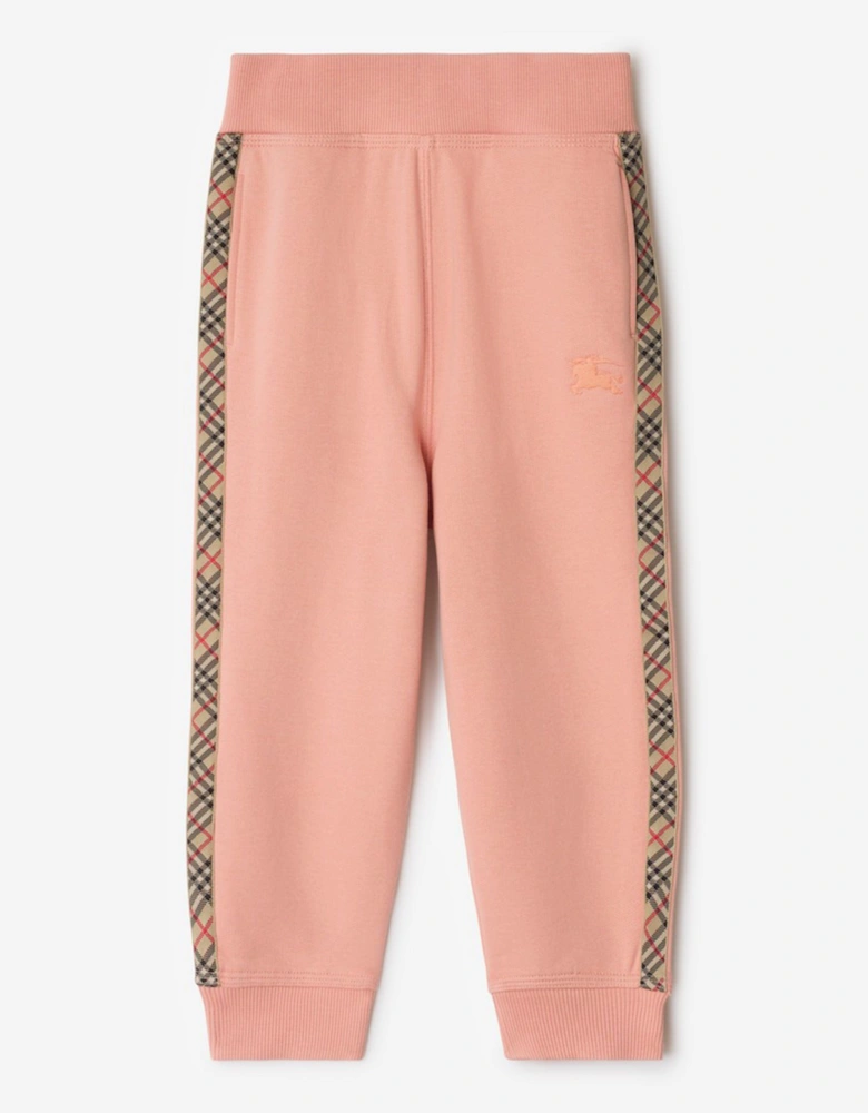 Girls Jackson Check Tape Joggers in Pink