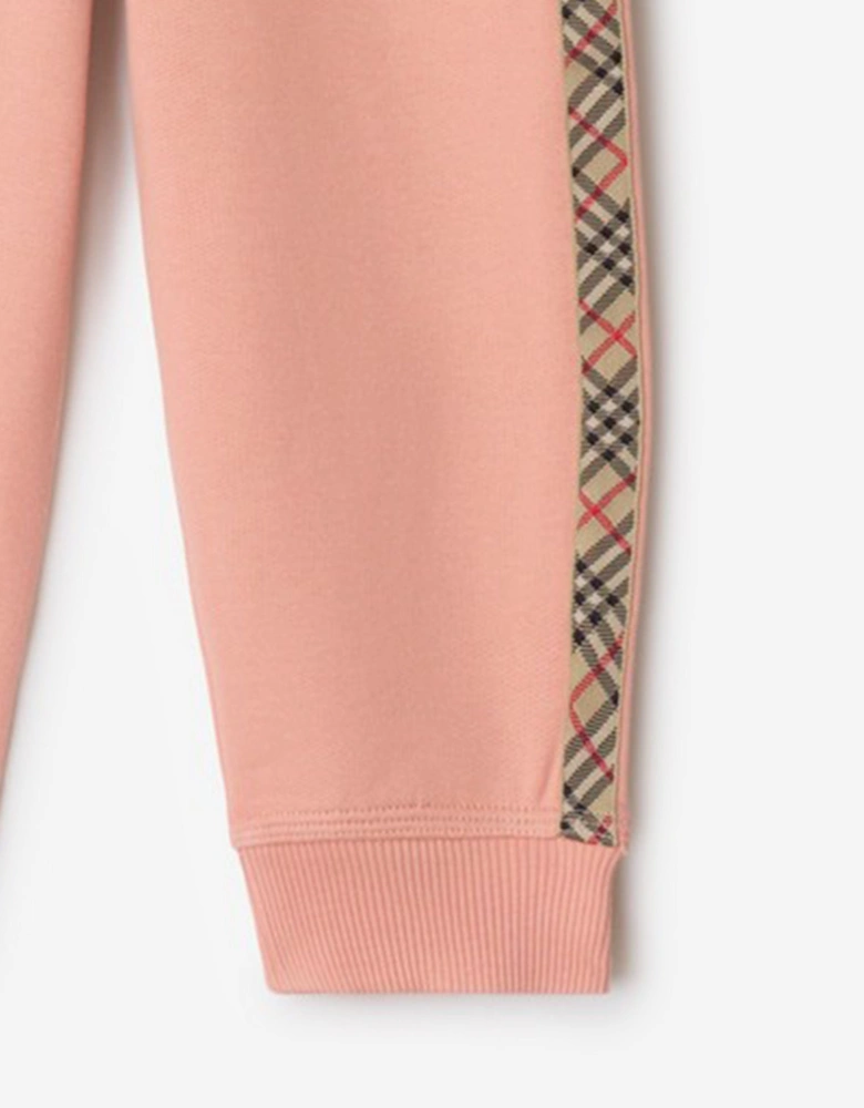 Girls Jackson Check Tape Joggers in Pink