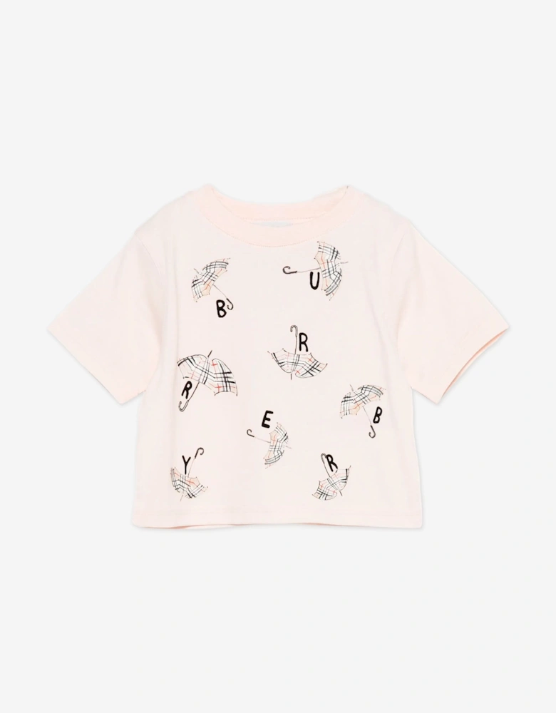 Baby Girls Mini Cedar Umbrella T-Shirt in Pink