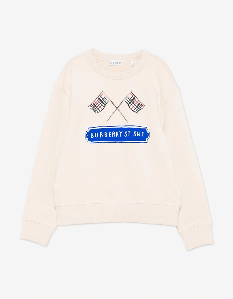 Boys Flag Logo Sweatshirt in Ivory