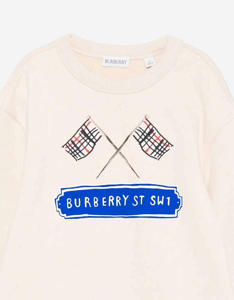 Boys Flag Logo Sweatshirt in Ivory