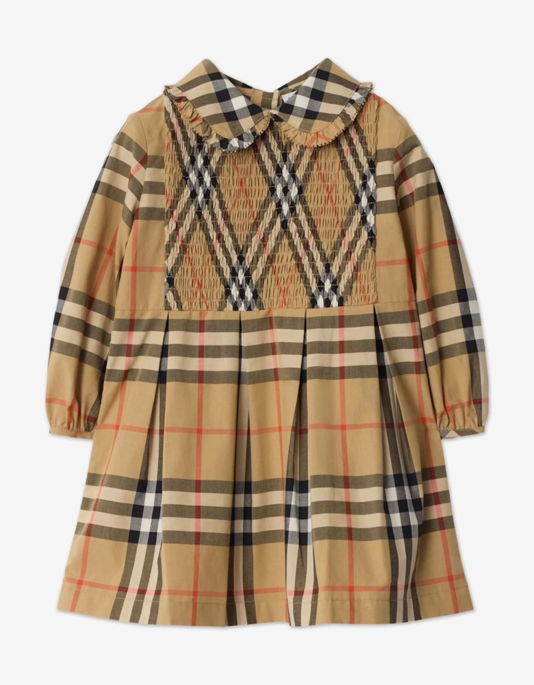 Baby Girls Mini Ida Check Dress in Beige