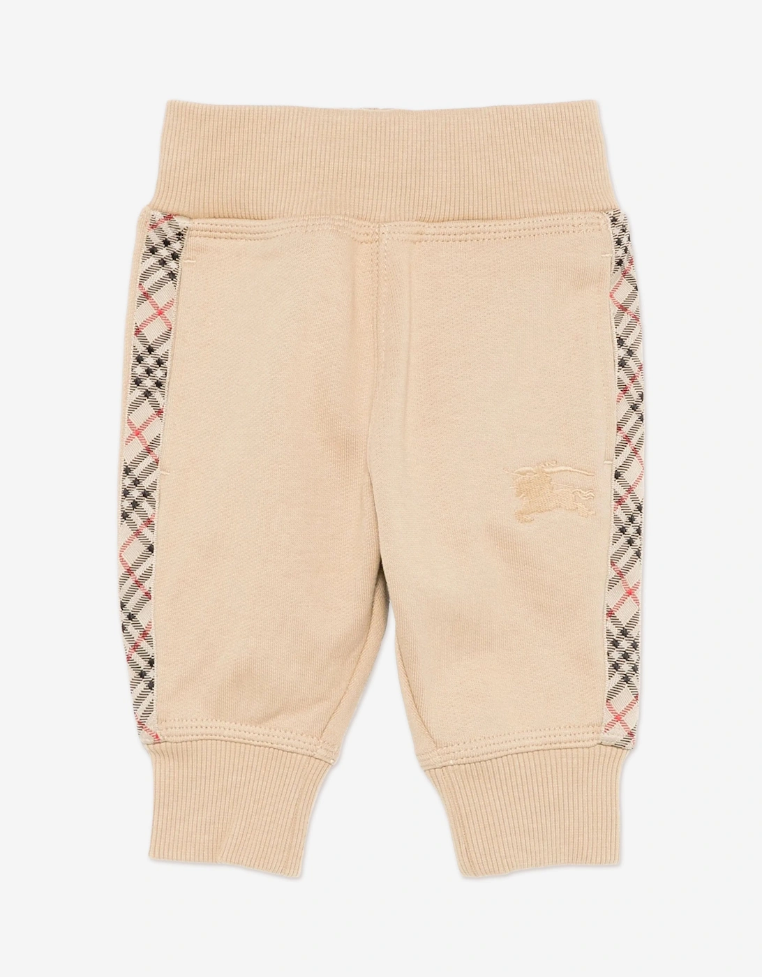 Baby Boys Mini Jackson Check Tape Joggers in Beige, 5 of 4