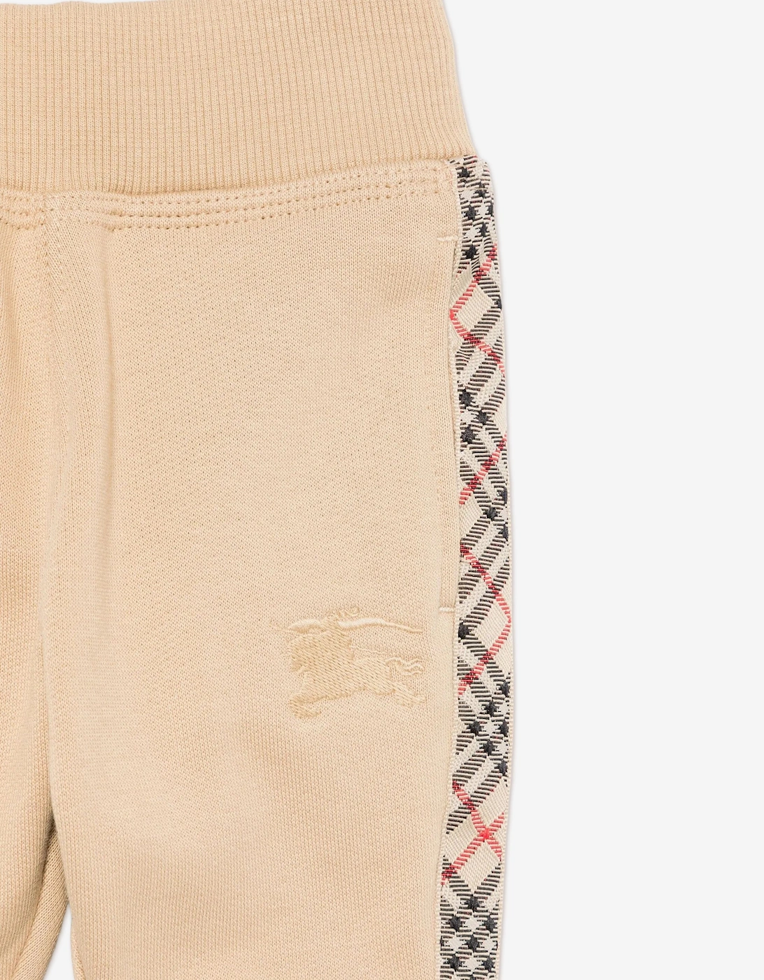 Baby Boys Mini Jackson Check Tape Joggers in Beige