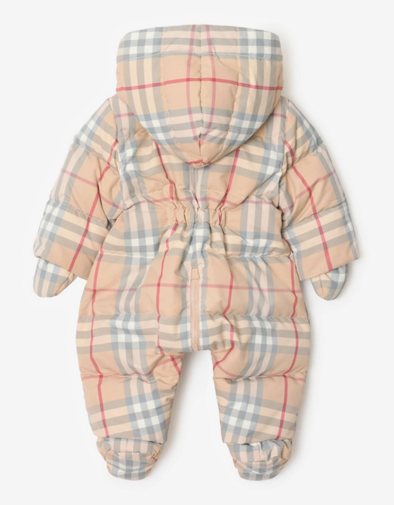 Baby Pale Check Snowsuit in Beige