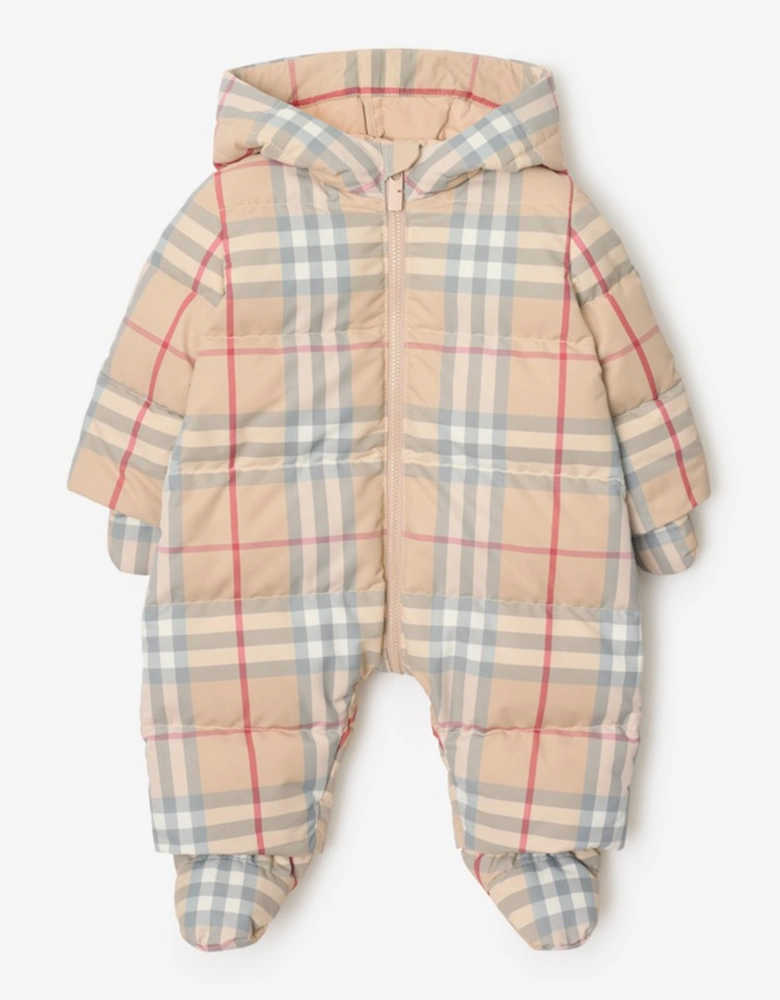 Baby Pale Check Snowsuit in Beige