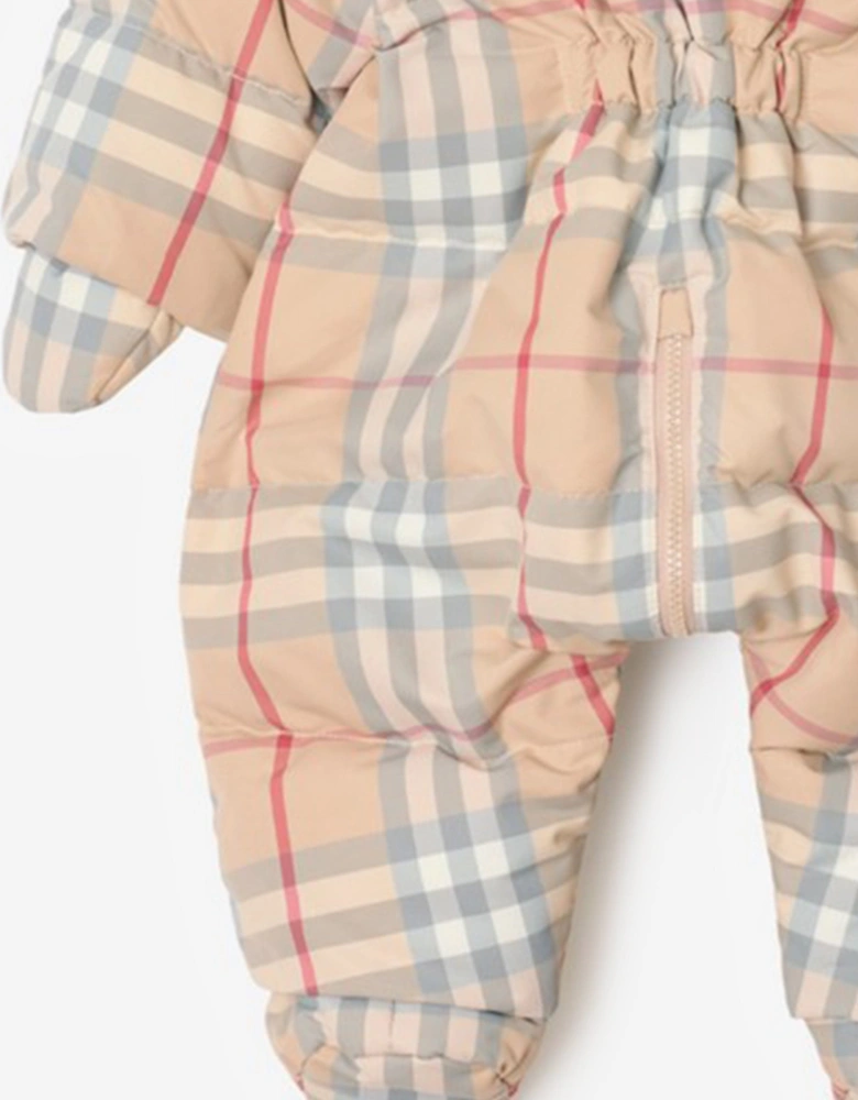 Baby Pale Check Snowsuit in Beige