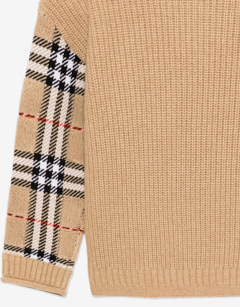 Boys Patrick Check Jumper in Beige