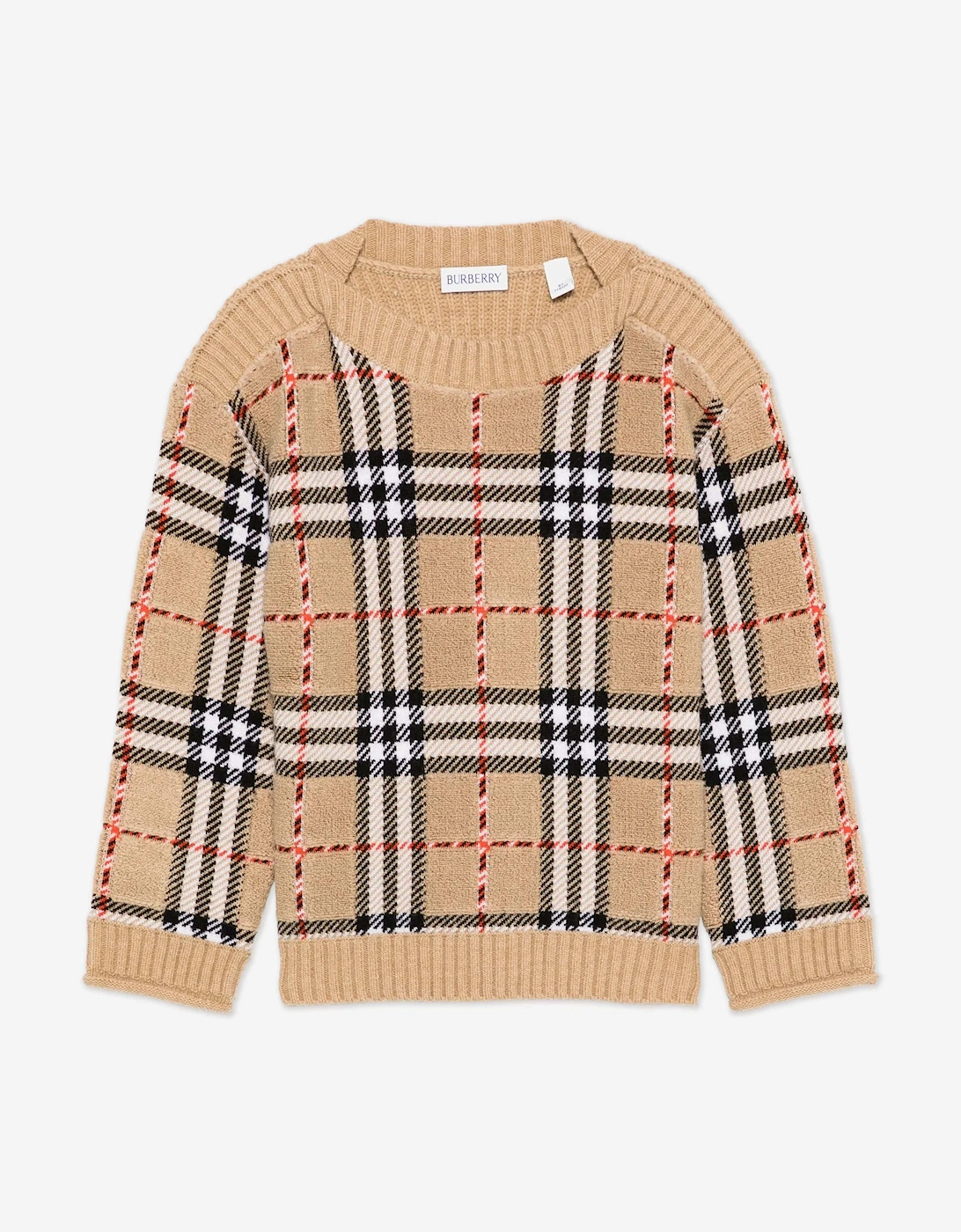 Boys Patrick Check Jumper in Beige, 5 of 4
