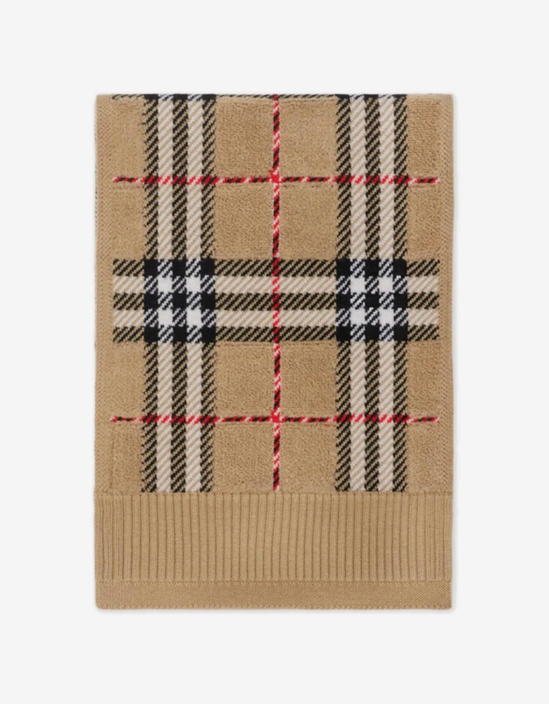 Kids Towelling Check Scarf in Beige