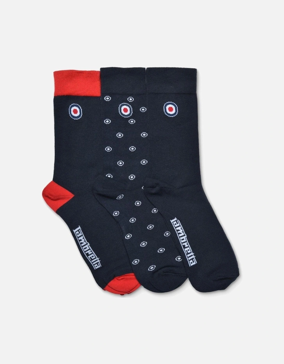 Mens 3 Pack Target Crew Socks - Navy/Red/White - OS, 2 of 1