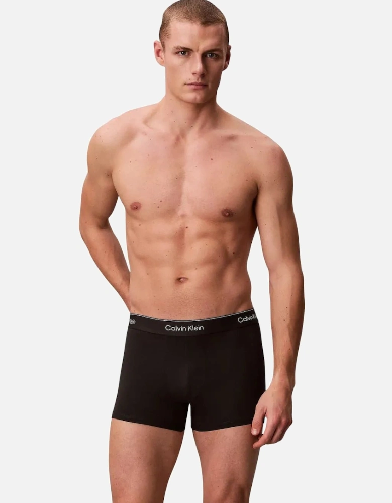 5-Pack Icon Cotton Stretch Boxer Trunks, All Black