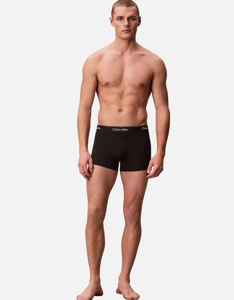 5-Pack Icon Cotton Stretch Boxer Trunks, All Black
