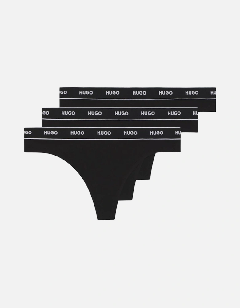 3-Pack Classic Logo Thongs, Black